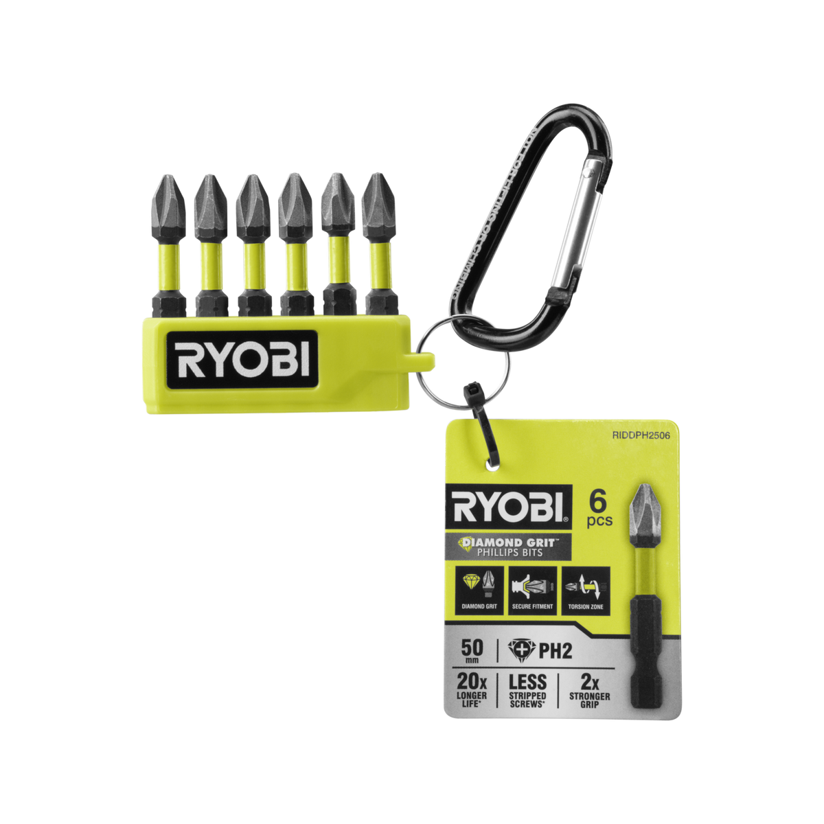 Ryobi PH2 Impact Diamond Driving Bit Set 50mm 6 Piece with Holder