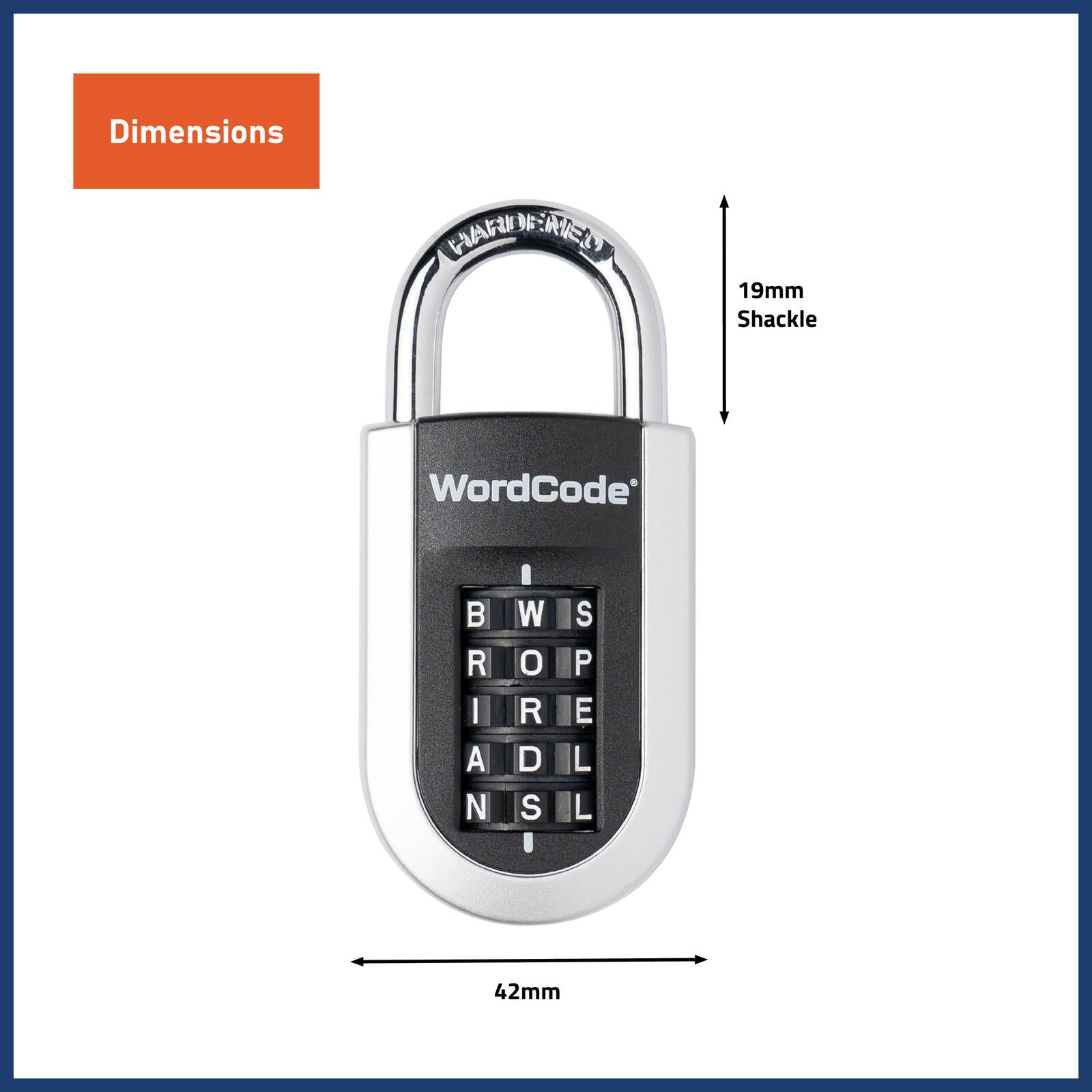 Wordcode 43 x 92mm Steel Vertilock 5 Dial Stacker Combination Padlock