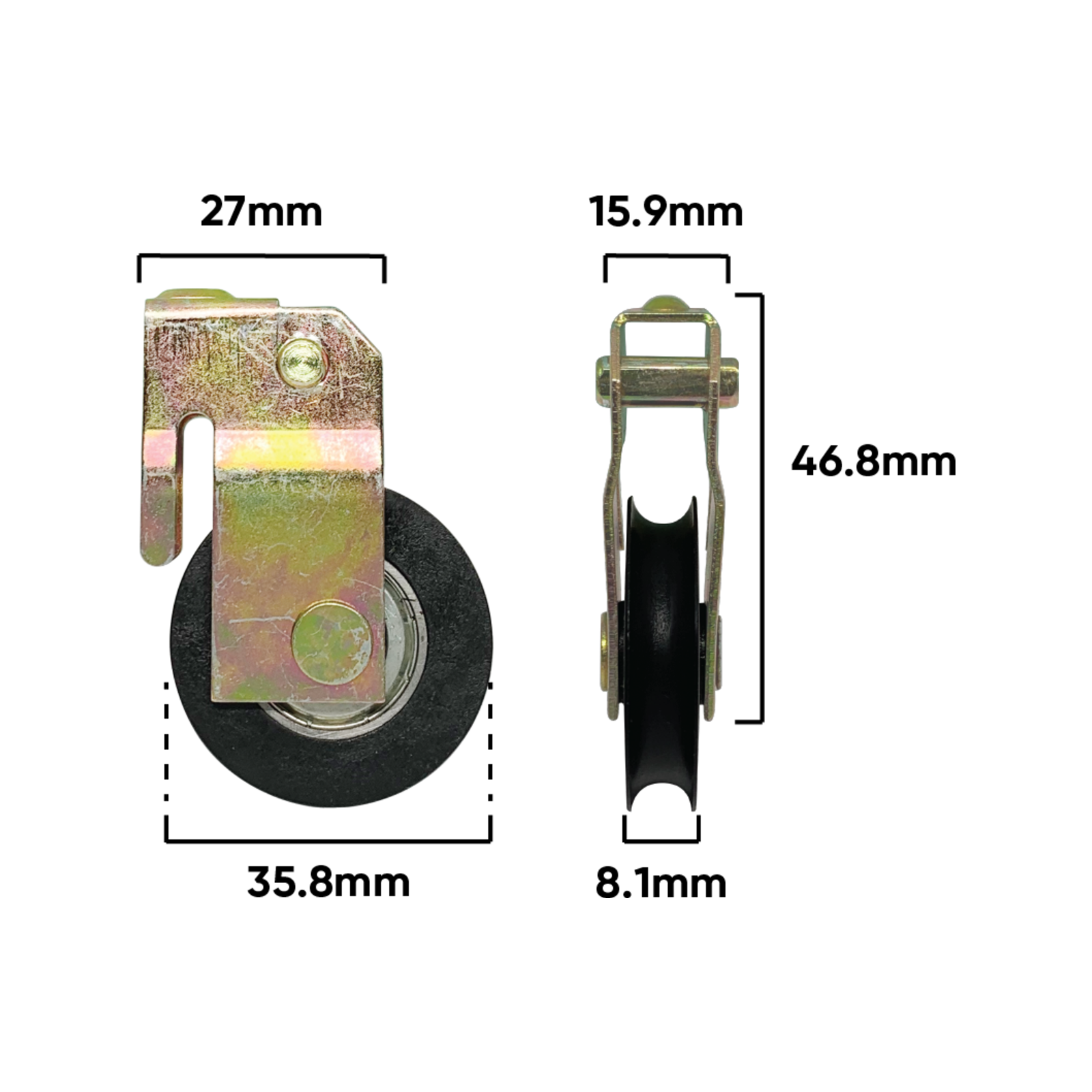 Rolltrak Adjustable Steel Carriage and Acetal Roller, 39mm x 57mm, Zinc Plated