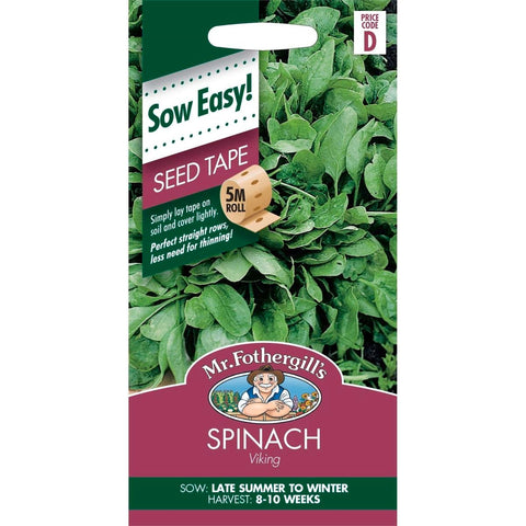 Mr Fothergill Spinach Seed Tape - 78mm x 145mm - Seeds - Quick Maturing - SuperSaverAU - view 1