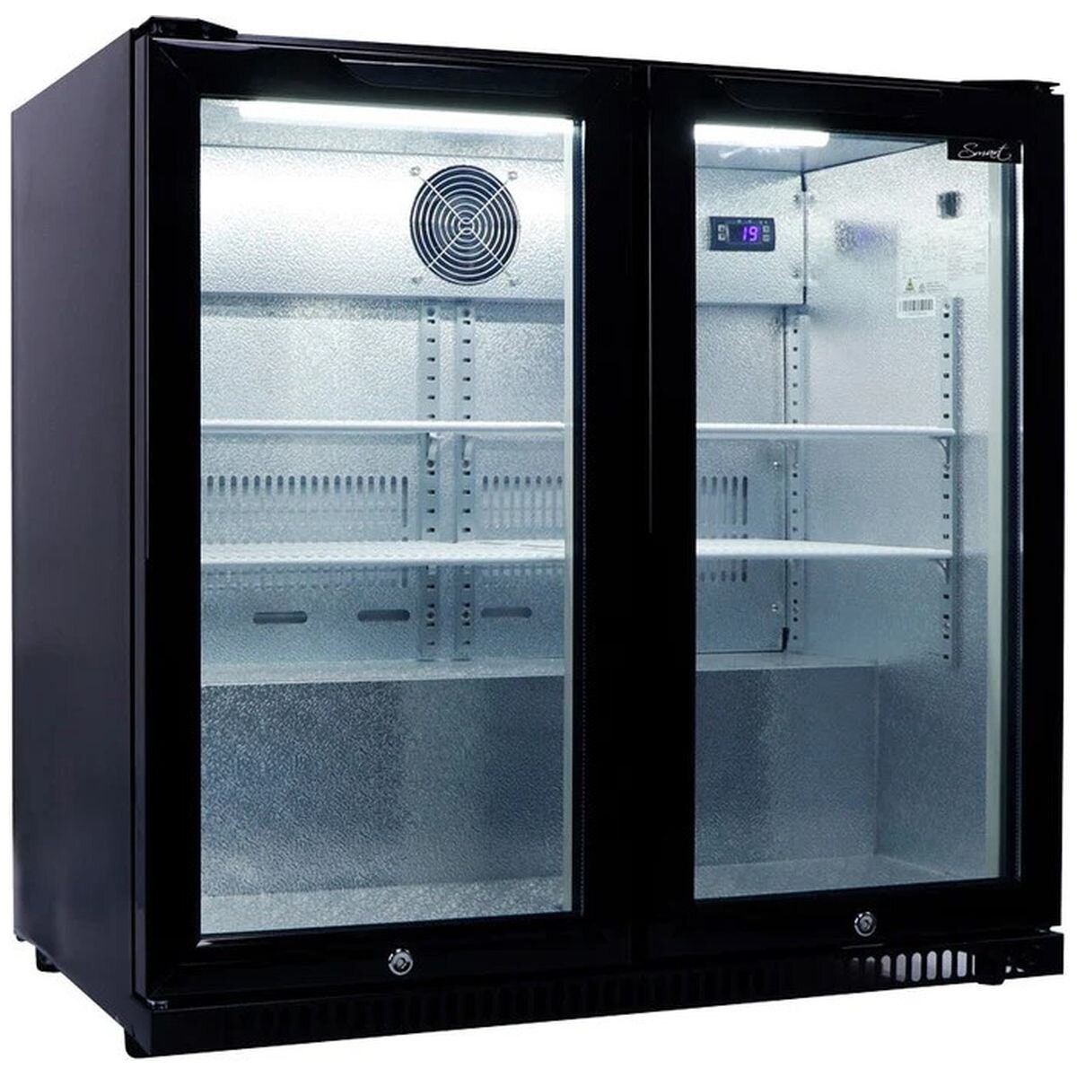 Smart 190L double door drinks chiller - black, lockable doors, 9 star energy rating - SMH2840BLK