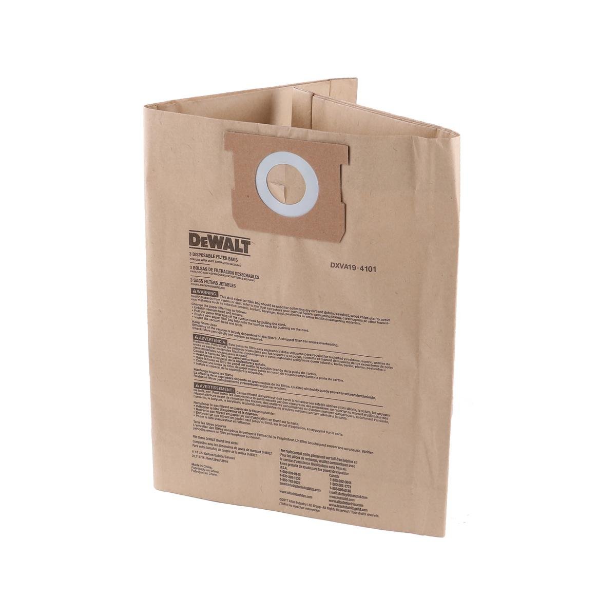 DeWALT 22-37L Wet & Dry Vacuum Dust Bags - 3 Pack (DXVA19-4201)