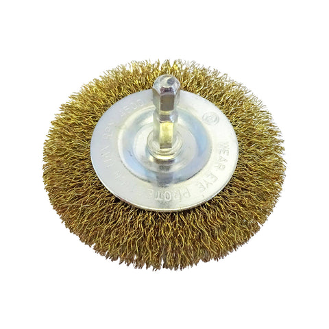 Josco 75mm Wheel Wire Brush - Brass Coated High Carbon Steel Wire