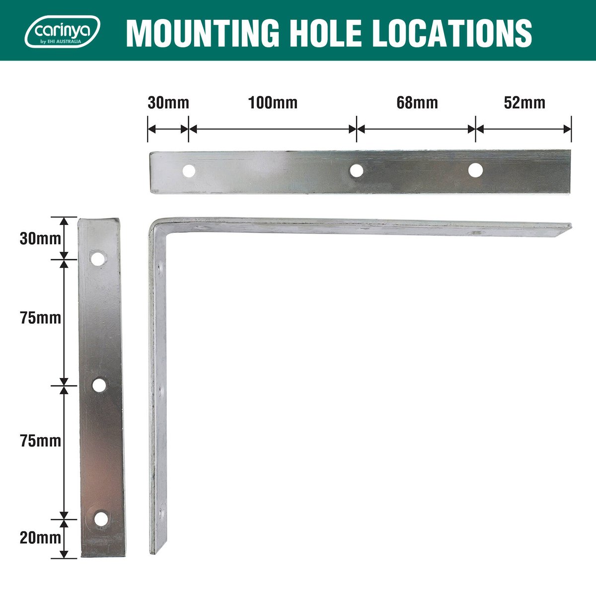 Carinya 250 x 200mm Zinc Plated Steel Heavy Duty Angle Bracket