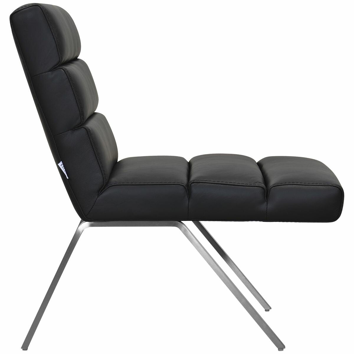 Kalona Garraf Armchair - Black Top Grain Leather with Brushed Steel Legs - 796ACT-1P-MM133
