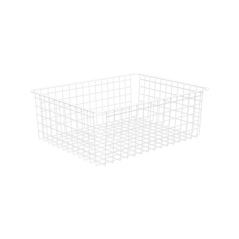 Flexi Storage Home Solutions White 2 Runner Wire Basket - 410 x 185 x 535mm Steel Ventilated