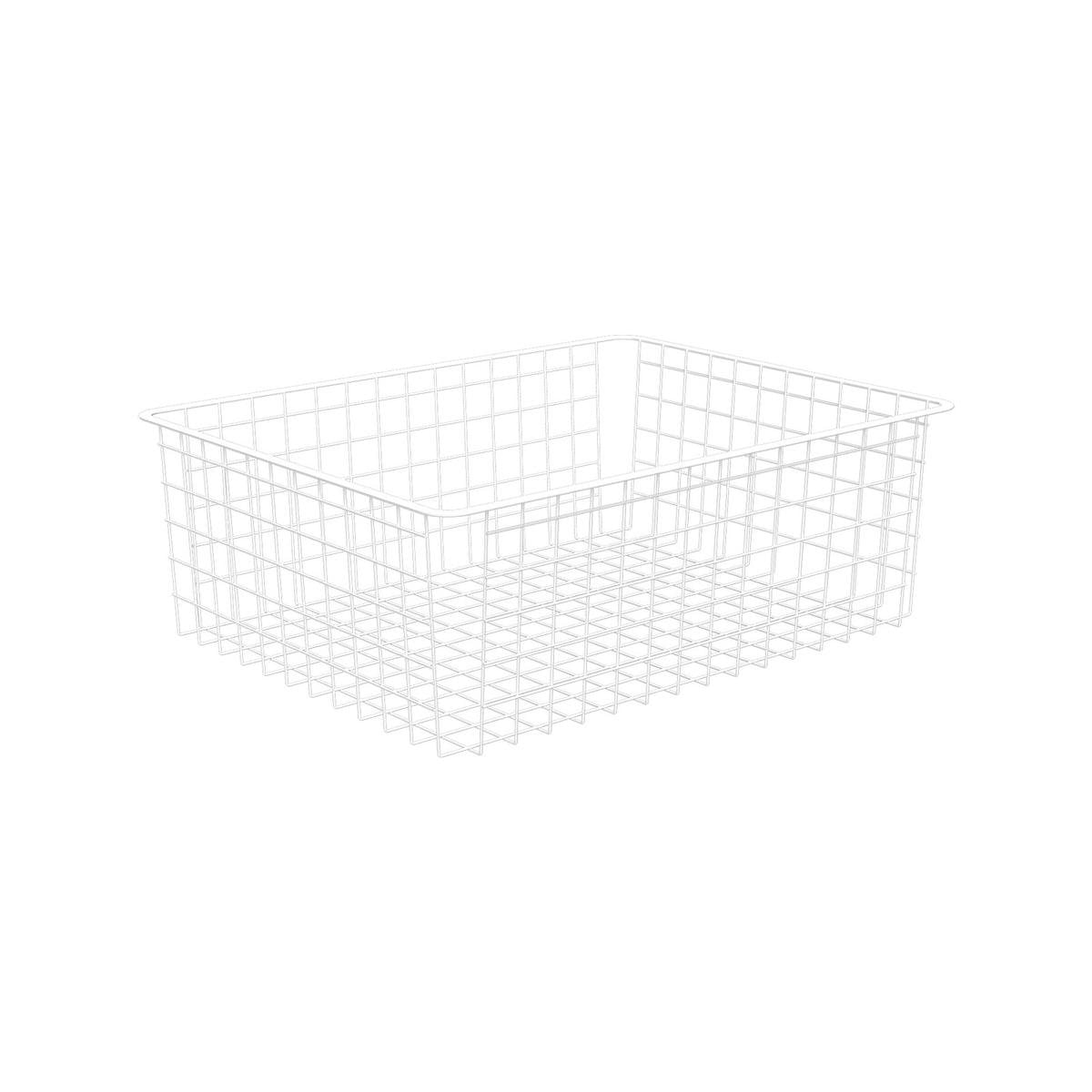 Flexi Storage Home Solutions White 2 Runner Wire Basket - 410 x 185 x 535mm Steel Ventilated