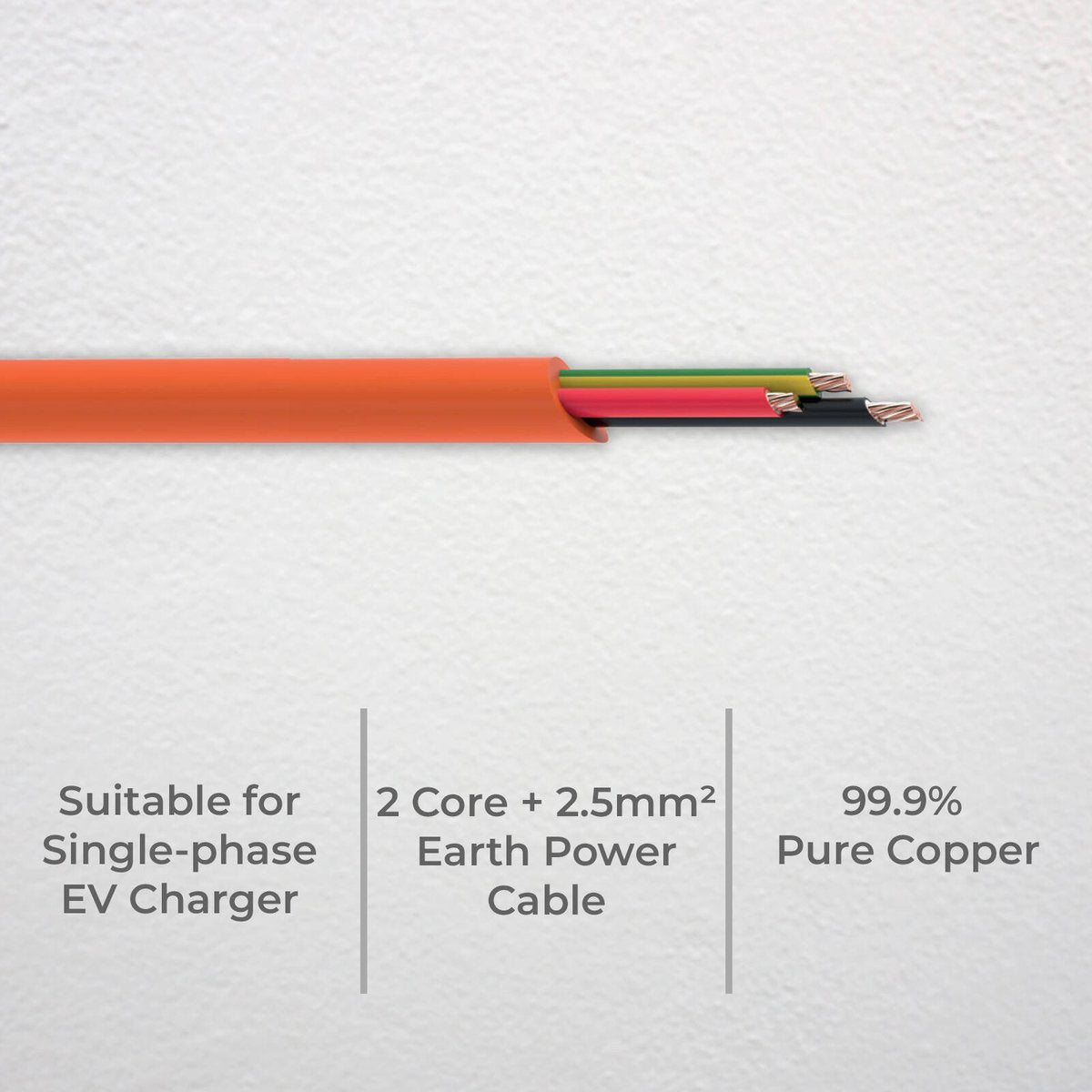 DETA V90 2.5mm 2-Core+Earth 1-Phase Cable 450/750V Orange 5m