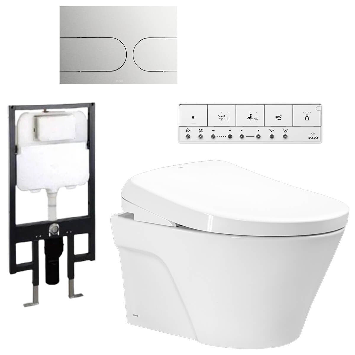 Toto Avante Wall Hung Smart Toilet Suite - S7 Washlet, Concealed Cistern with Frame - AVANTE-WH-S7