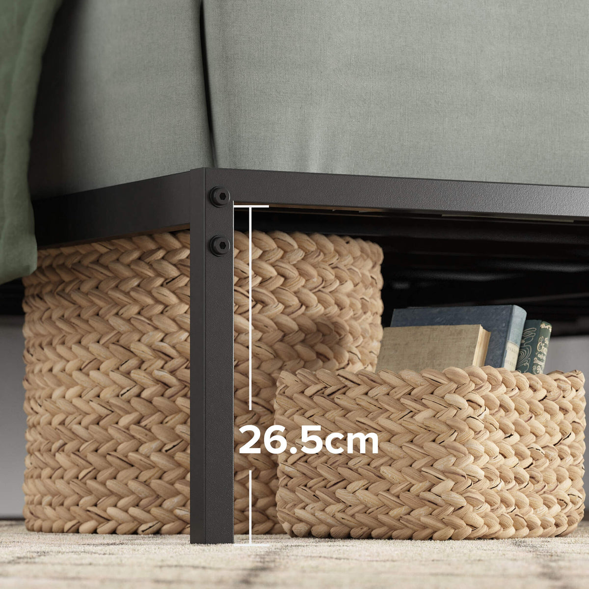 Zinus Figari queen metal and bamboo bed frame - brown, slat support, 250kg capacity - AU-FBOBH1-39Q
