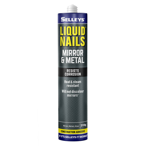 Selleys Liquid Nails Mirror Metal & Glass Adhesive 310g - Dries Clear Silicone Polymer Bond