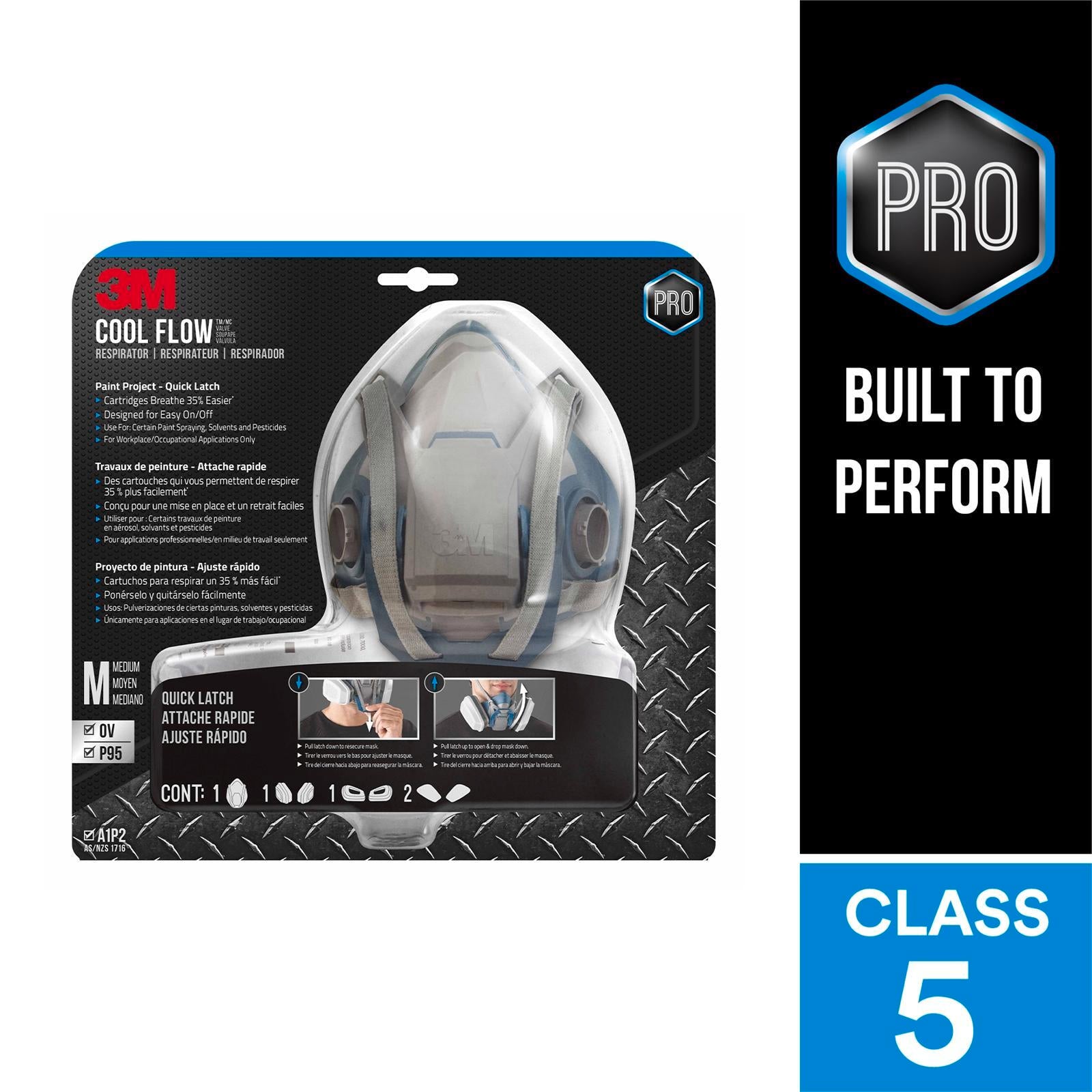 3M Painters Project Quick Latch Respirator Black Cool Flow Valve