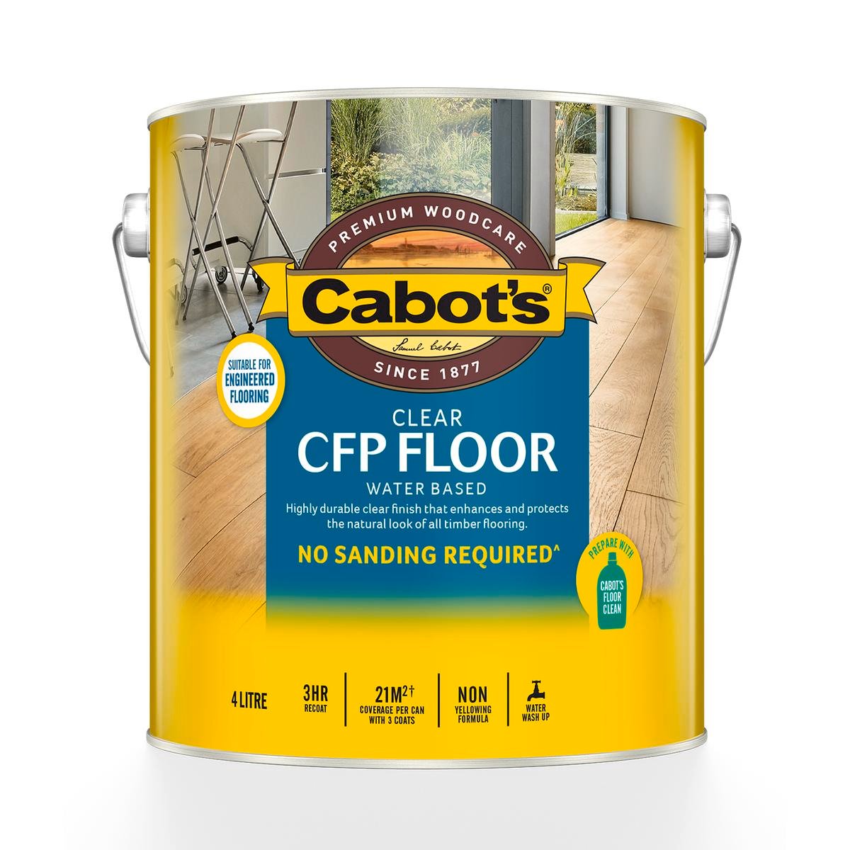 Cabot's 4L Clear Matt CFP Water Based Polyurethane Floor Finish, Tintable