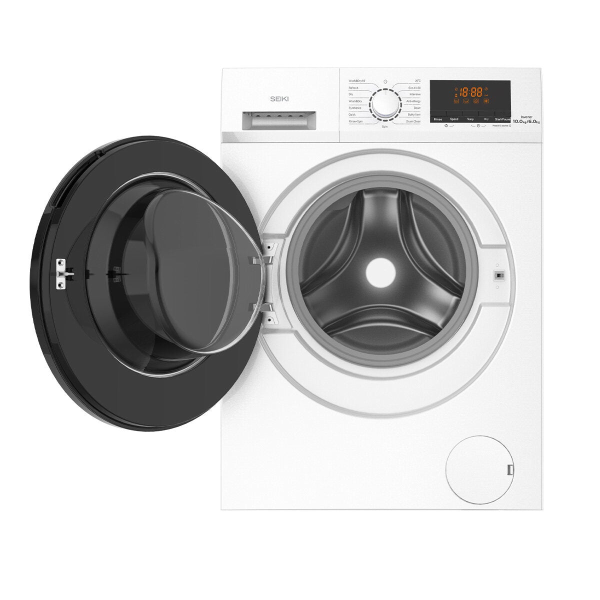 Seiki 10kg/6kg Washer Dryer Combo - White, 1400rpm Spin, Sensor Dry, 1500W Drying Power - SC-1060AU10FLC