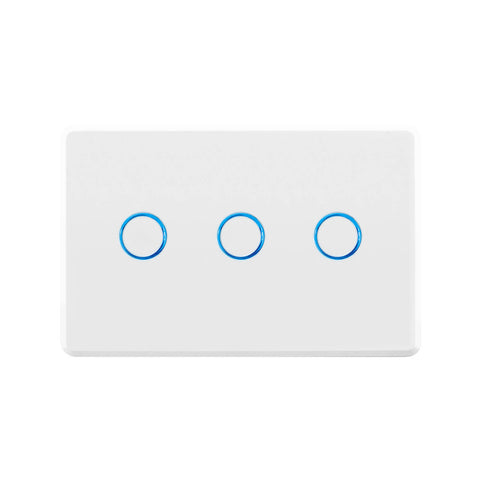 DETA Touch Activated Triple Gang Light Switch White 250V 10A 6903B