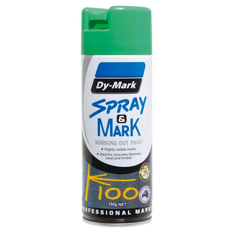 Dy-Mark Fluoro Green Spray Mark Paint 350g Toluene-Free High Opacity - SuperSaverAU - view 1
