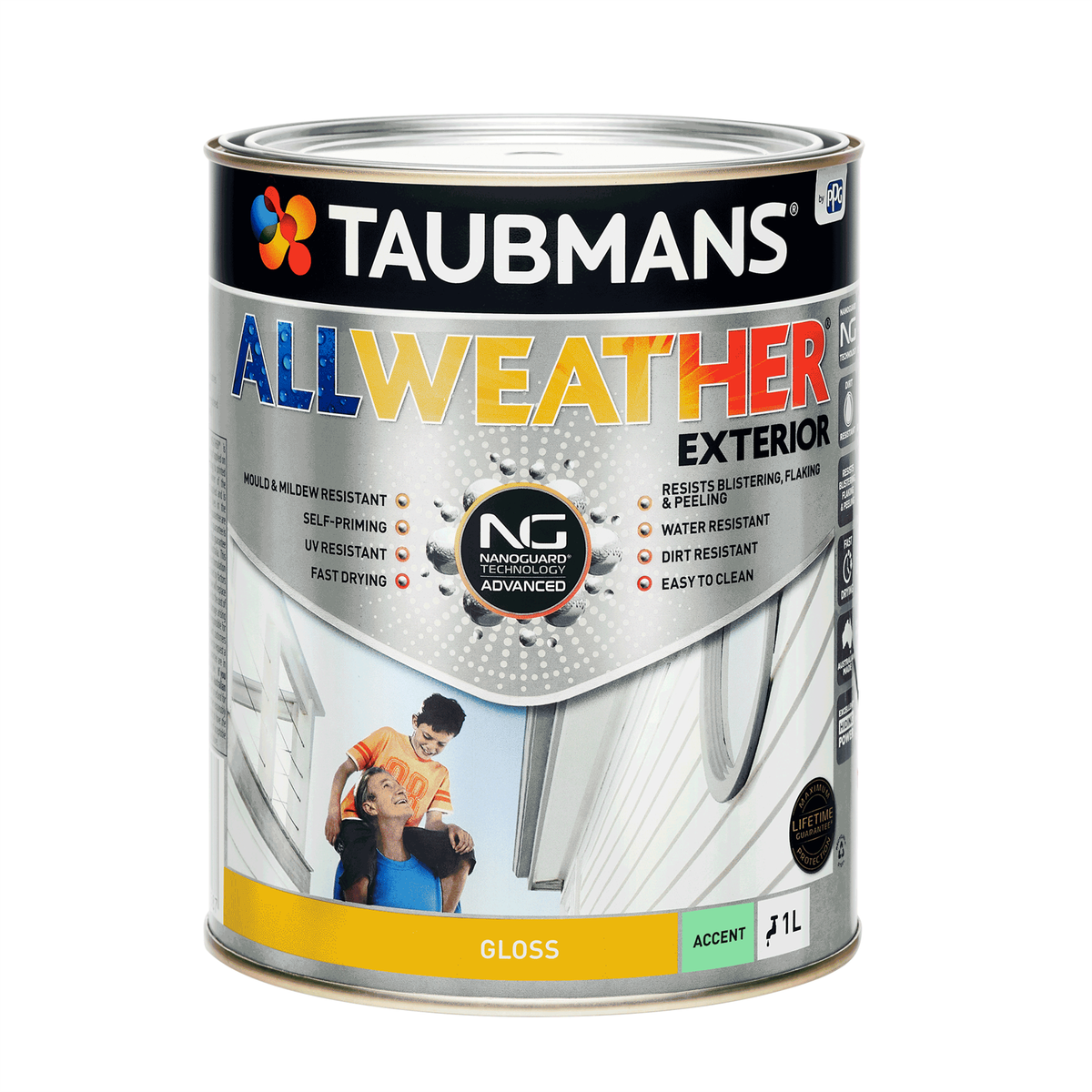 Taubmans 1L Accent Gloss All Weather Exterior Paint - Water Based - Mould Resistant - SuperSaverAU - view 1