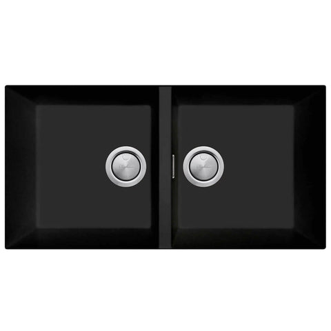 Oliveri Santorini Double Bowl Undermount Sink - Matte Black, Two 32L Bowls - ST-MB1563U-OF