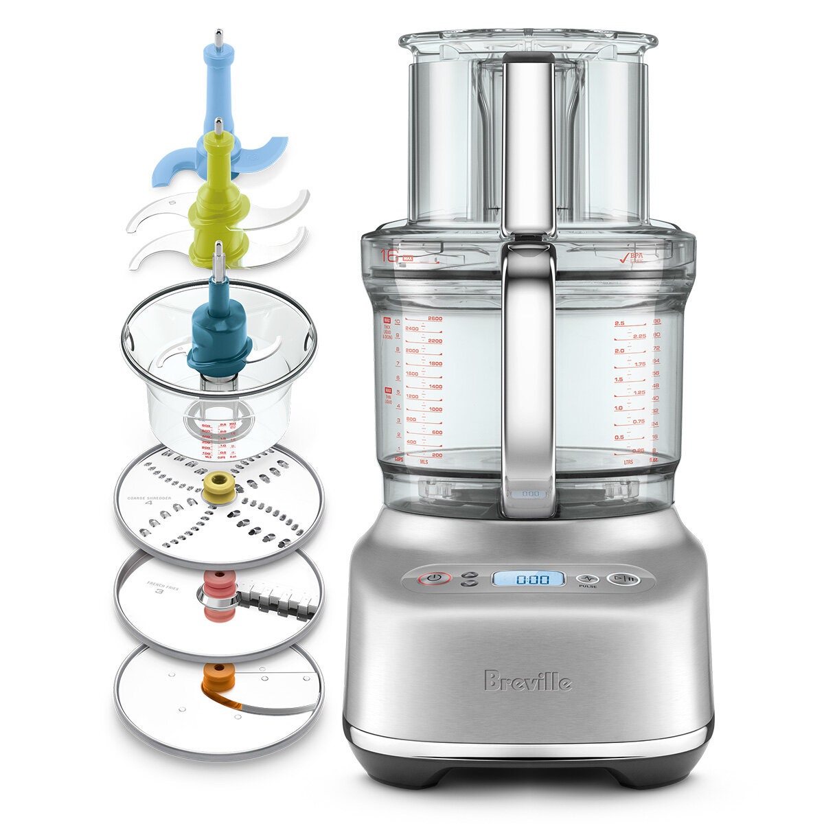 Breville the Kitchen Wizz 16 food processor - 900W, 140mm feed chute, brushed stainless steel - BFP810BSS