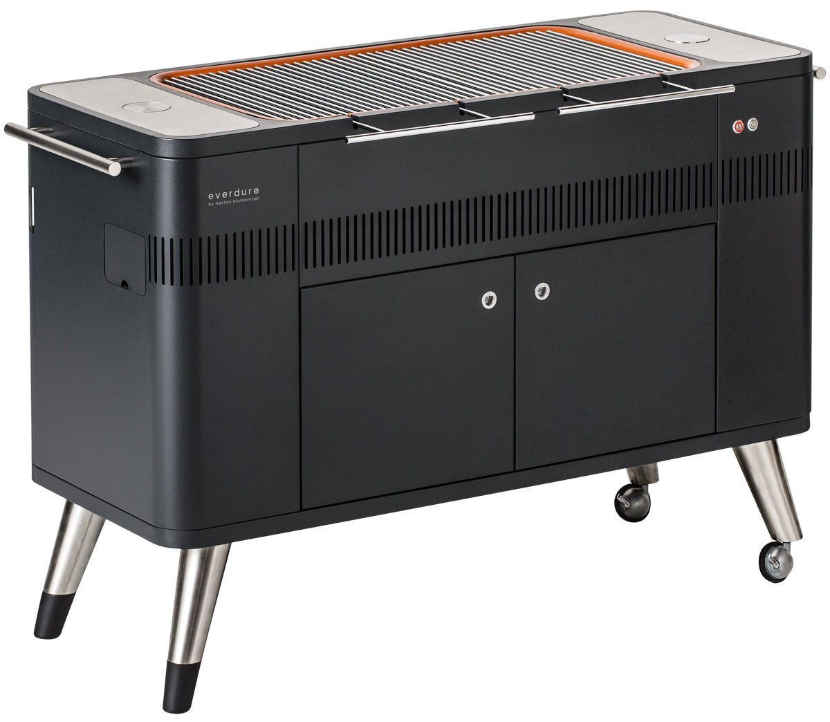 Everdure by Heston Blumenthal Hub Charcoal BBQ - Black, Electric Ignition, Rotisserie - HBCE2B