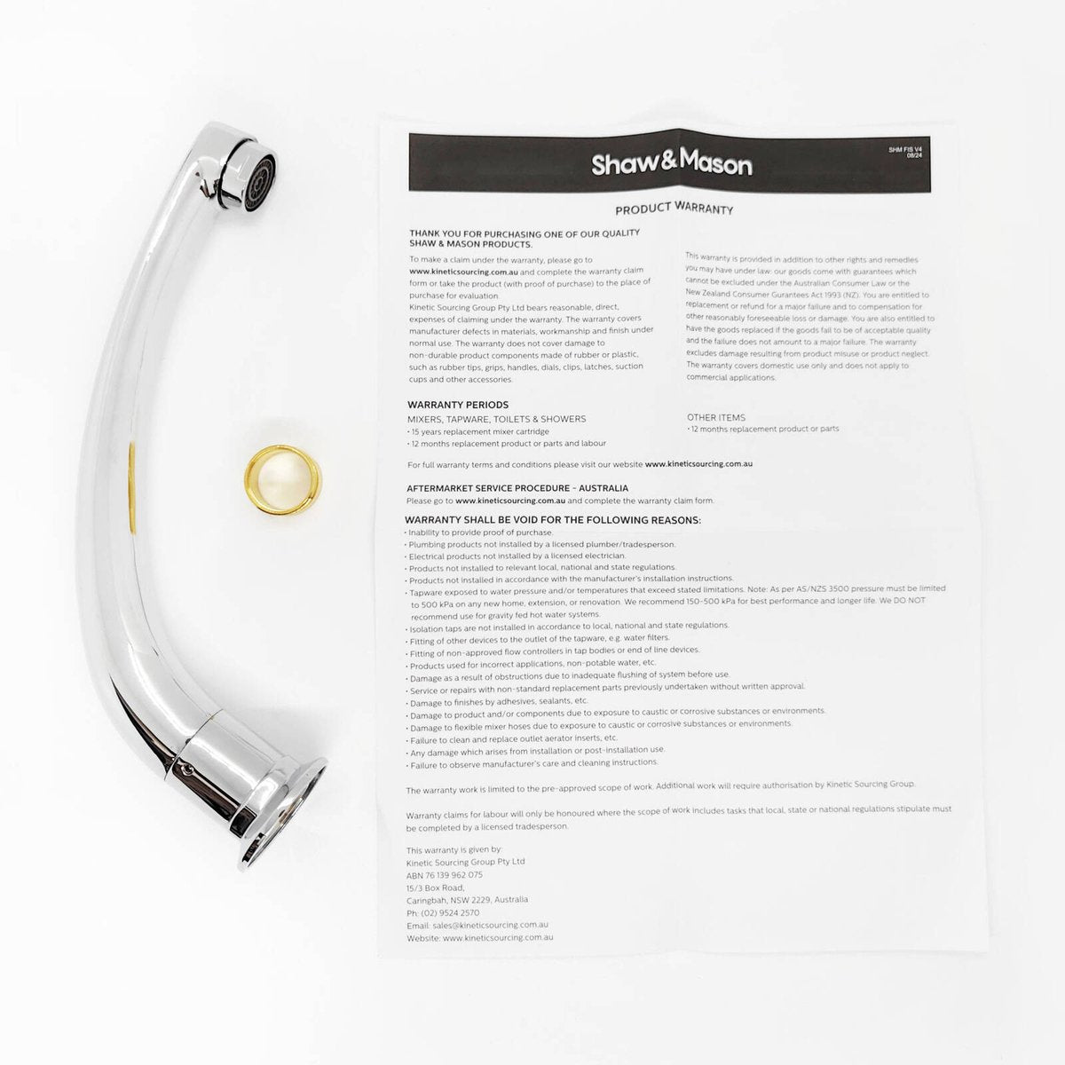 Shaw Mason Chrome Swivel Cast Sink Spout 9L/min - Brass - WELS 3 Star - SuperSaverAU - view 3