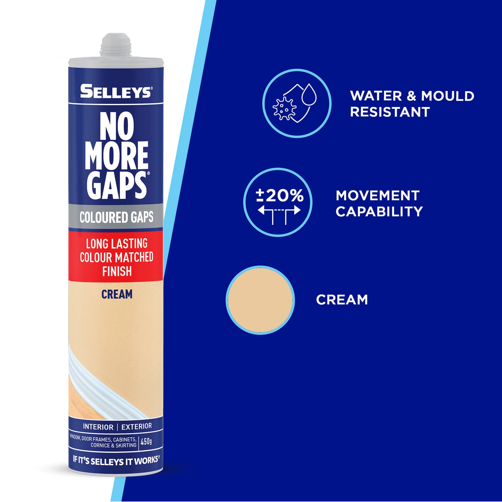 Selleys 450g Cream Interior Colours No More Gaps - Paintable Gap Filler