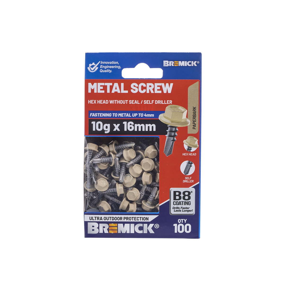 Bremick PA Metal Hex Screw - 10g x 16mm - B8 Coating - 100 Pack - Corrosion Resistant - SuperSaverAU - view 2