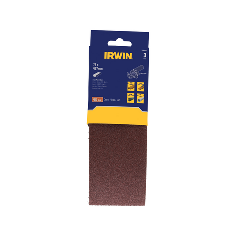 Irwin 75 x 457mm 40 Grit Sanding Belt 3 Pack for Wood & Metal