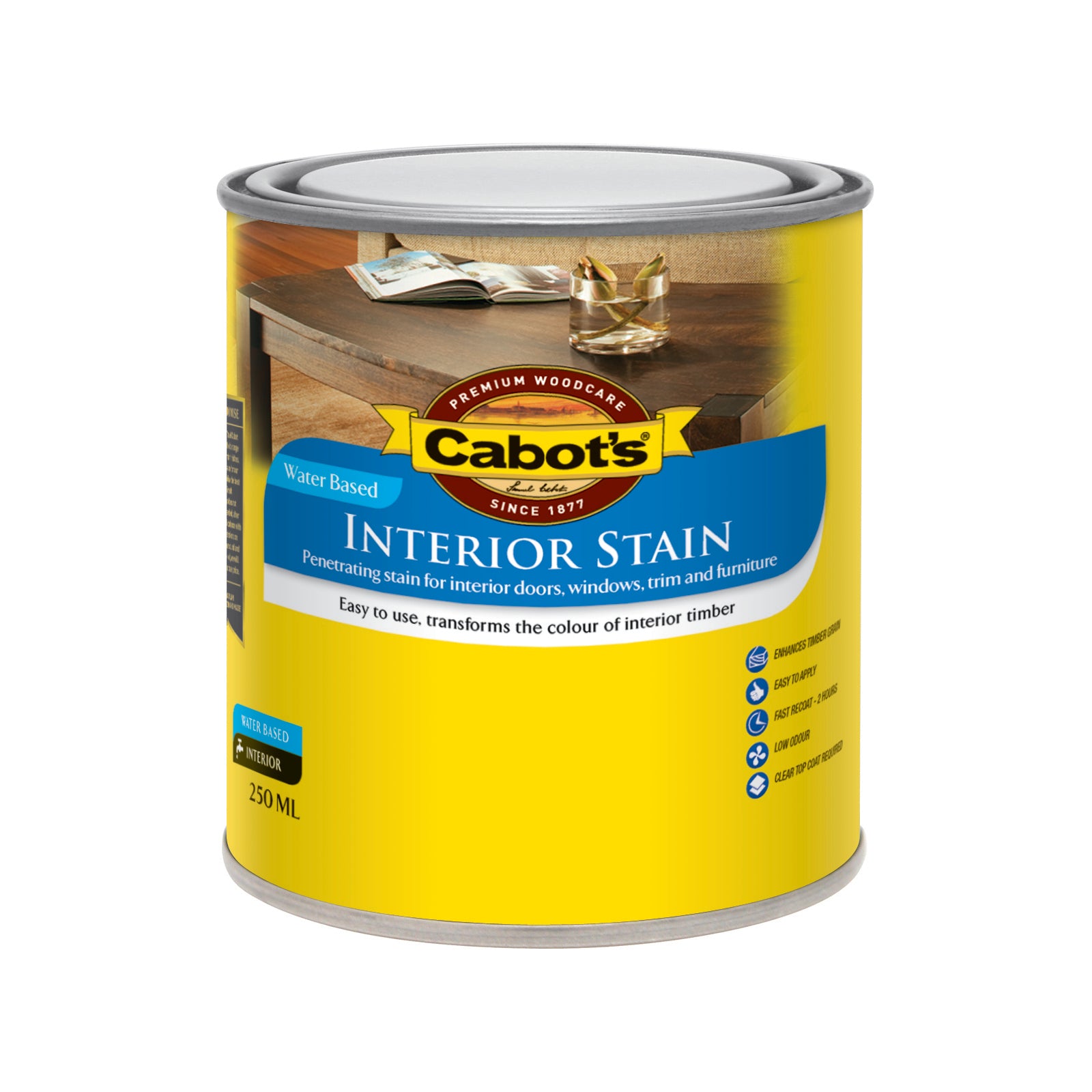 Cabot's Walnut Water Based Interior Stain 250ml - Low Odour, UV Resistant