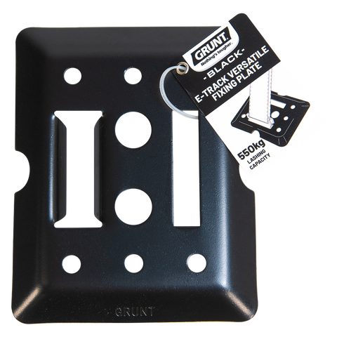 GRUNT Black E-Track Versatile Fixing Plate, 550kg Lashing Capacity