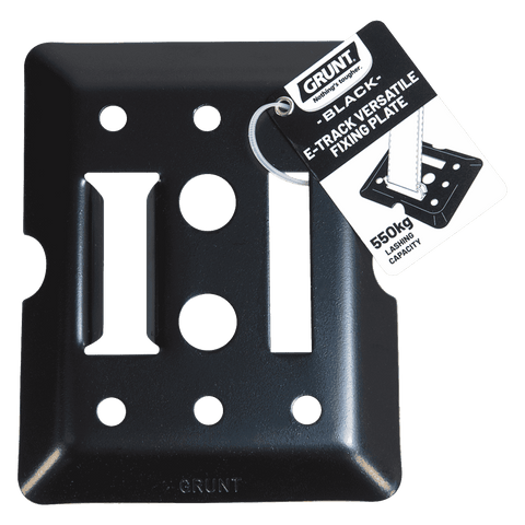 GRUNT Black E-Track Versatile Fixing Plate, 550kg Lashing Capacity