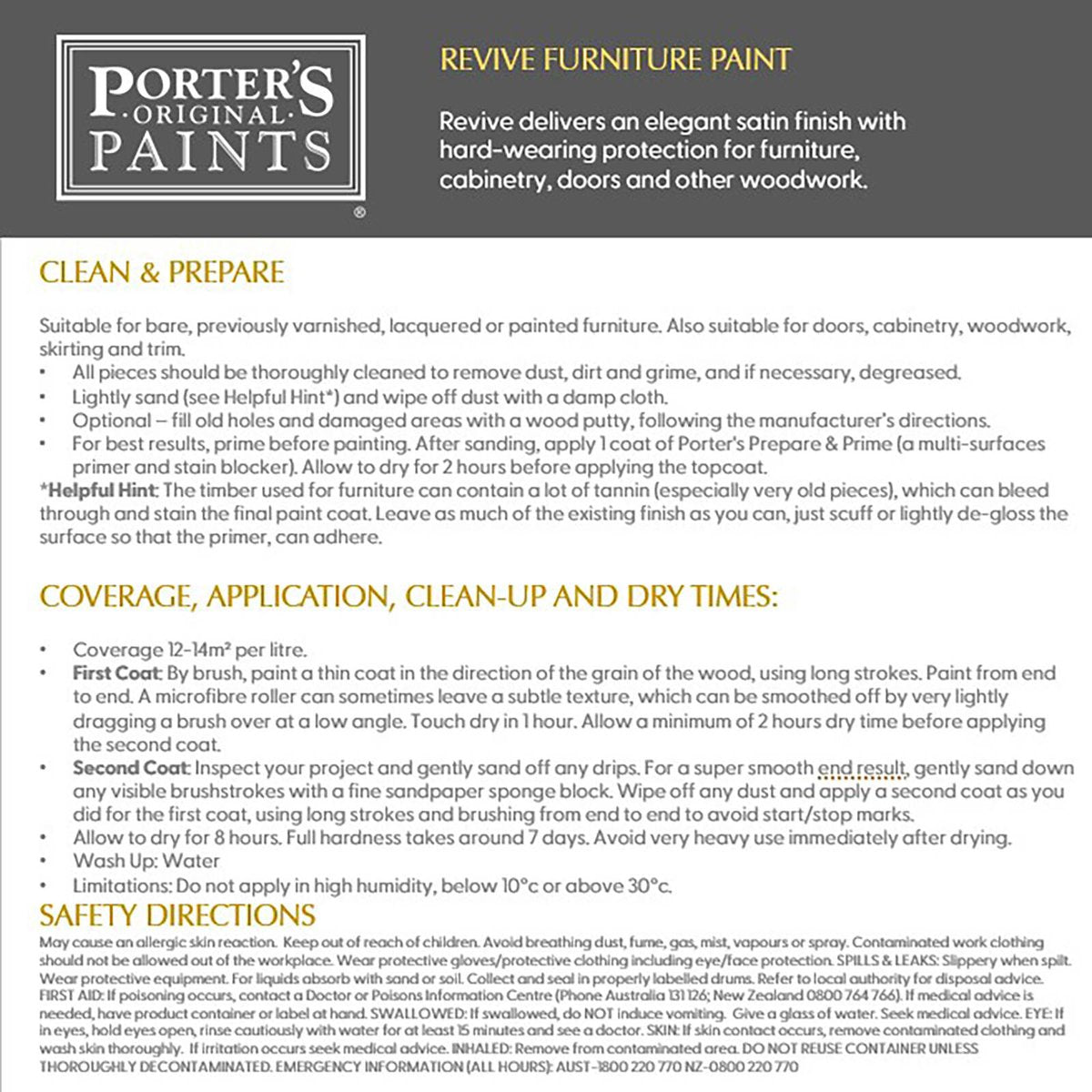 Porter's Paints 400ml Black Cockatoo Revive Furniture Paint