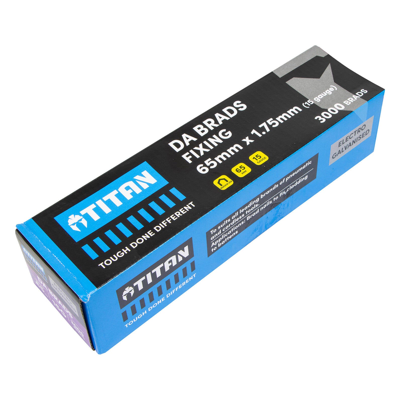 Titan 65 x 1.75mm 15 Gauge Electro Galvanised 34 Degree Angled DA Brads - 3000 Pack