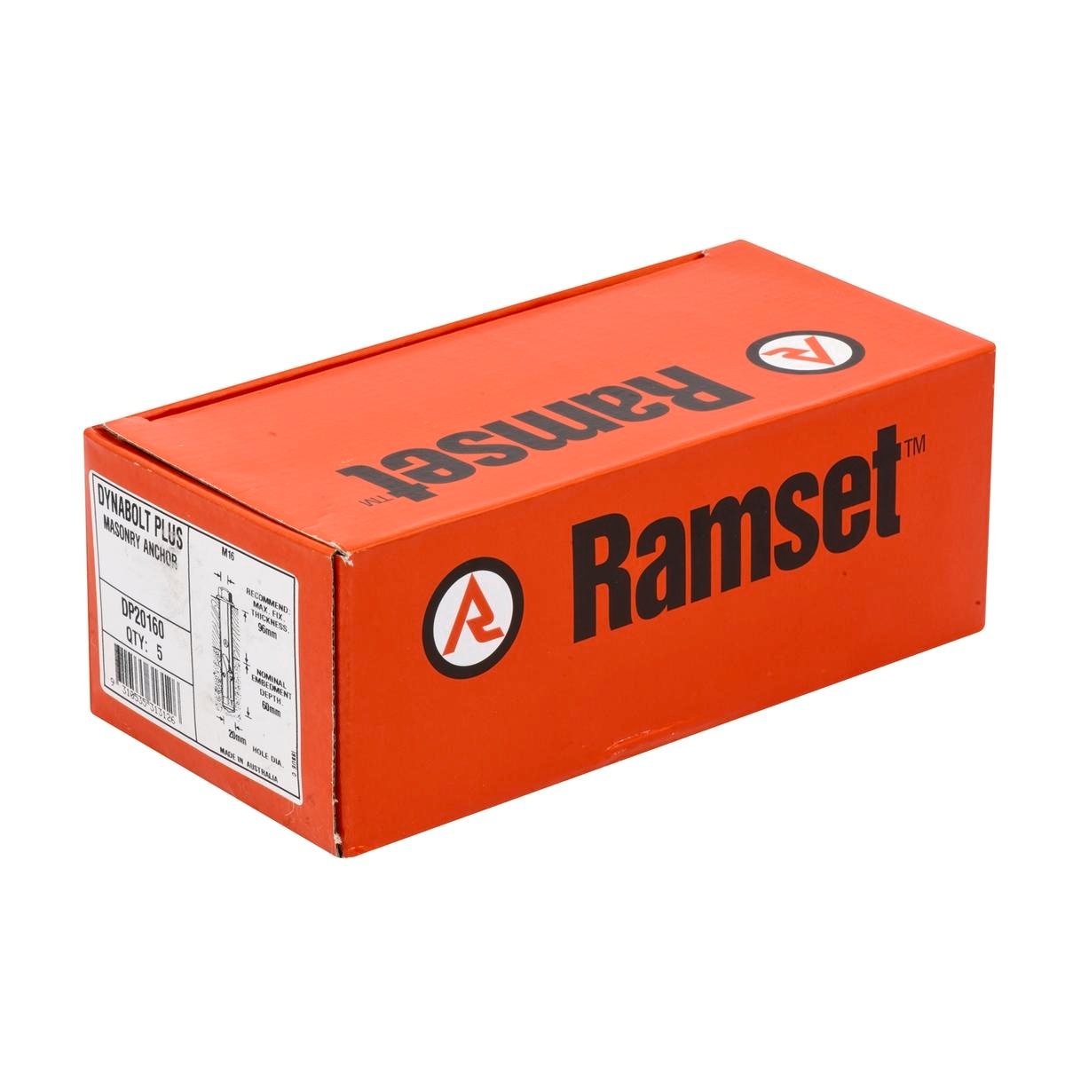 Ramset DynaBolt Plus 20mm x 160mm Masonry Anchor 5 Pack Gold Steel - SuperSaverAU - view 1