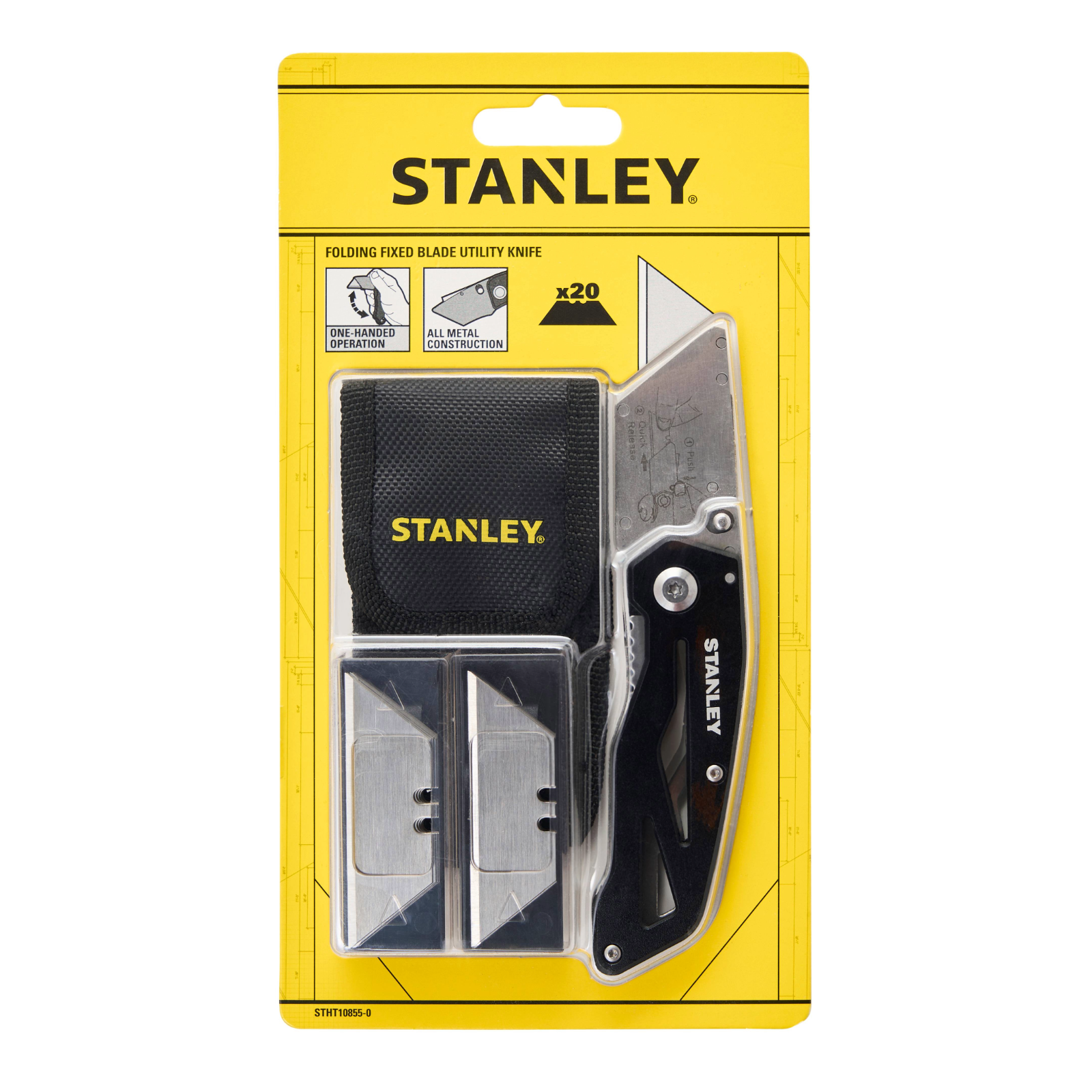 Stanley Folding Knife with Belt Pouch One-Handed Open and Close
