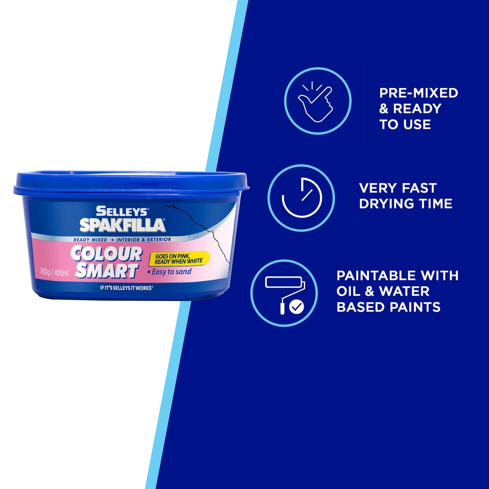Selleys Spakfilla Colour Smart 180g White Gap Filler - Paintable & Sandable