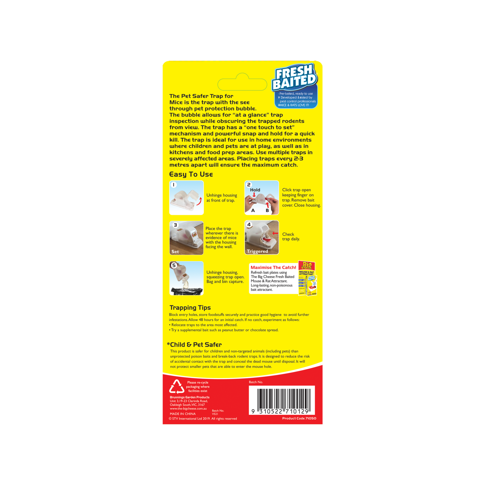 The Big Cheese Pet Safer Reusable Indoor Mouse Trap