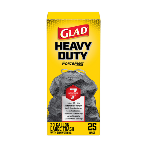 Glad ForceFlex 113L Tie-Top Garbage Bags - 25 Pack