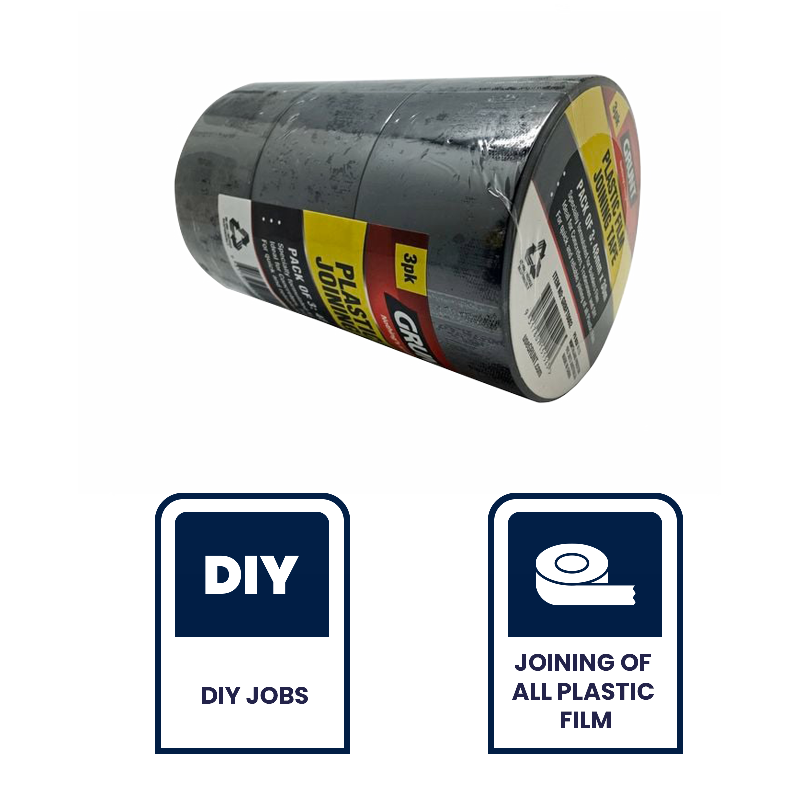 GRUNT 48mm x 30m Builders Film Joining Tape - 3 Pack