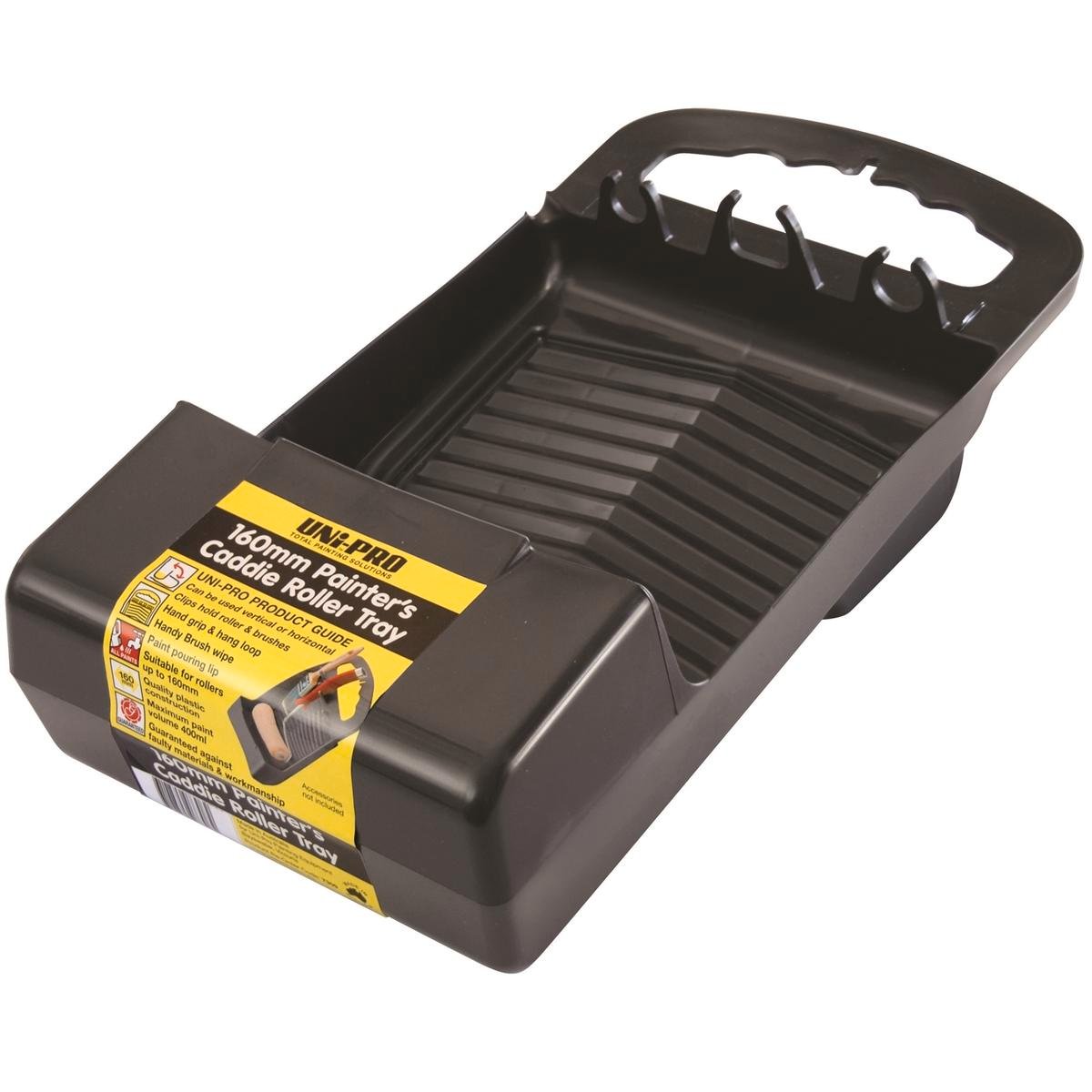 Uni-Pro 160mm Hooded Paint Caddy Roller Tray Black