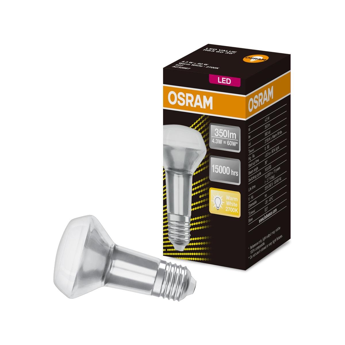 Osram Reflector E27 LED Globe 350lm 4.3W Warm White Indoor
