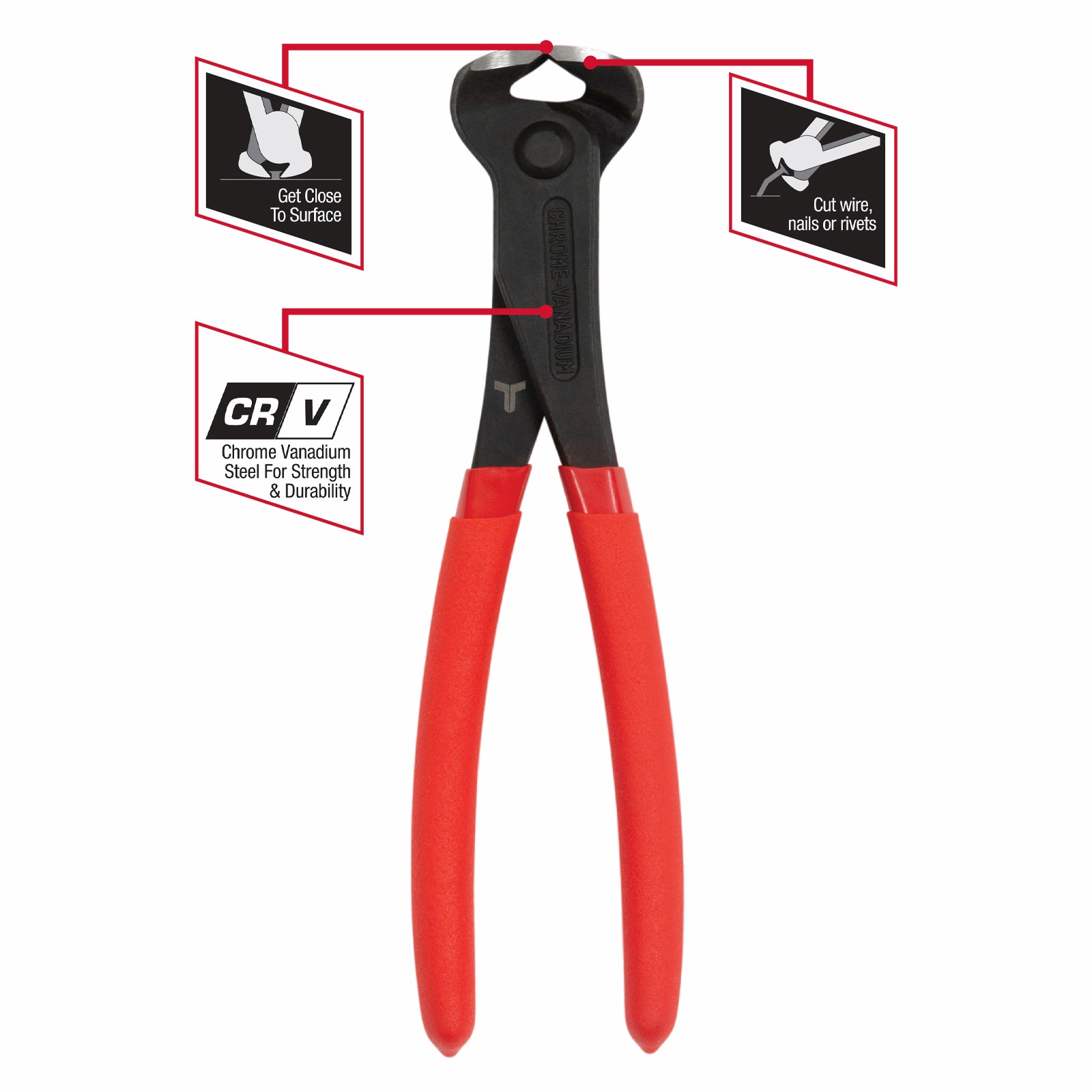 Trojan 200mm End Cut Plier Red and Black CRV