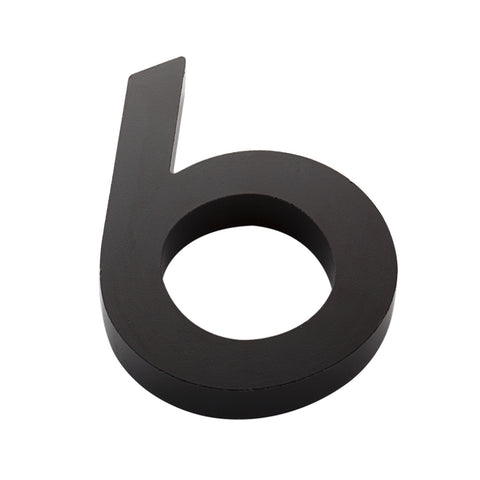 Sandleford Black Edge House Number 6 100mm Anodised Aluminium, Weather Resistant