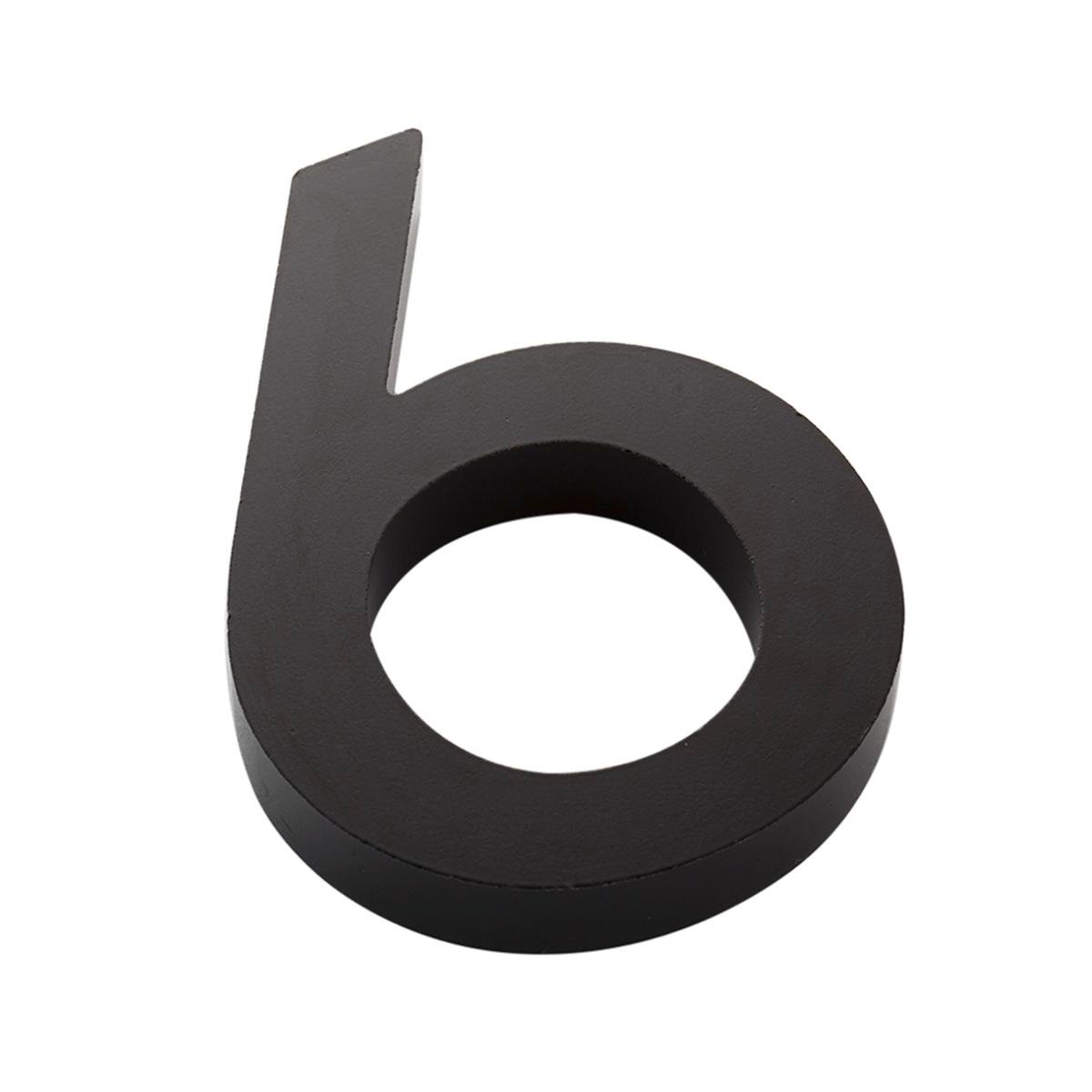 Sandleford Black Edge House Number 6 100mm Anodised Aluminium, Weather Resistant