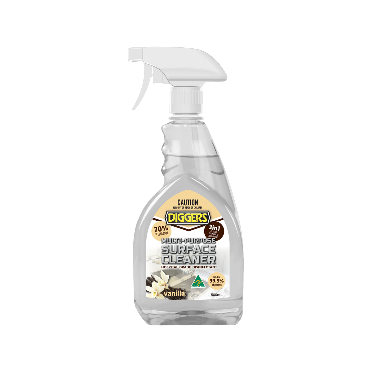 DIGGERS Vanilla Multi-Purpose Surface Cleaner 500ml - Antibacterial Spray