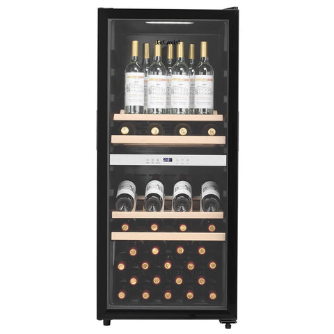 LeCavist 105 Bottle Dual Zone Wine Cabinet - Black - Triple-Layer Glass Door - LEK1052ZPV