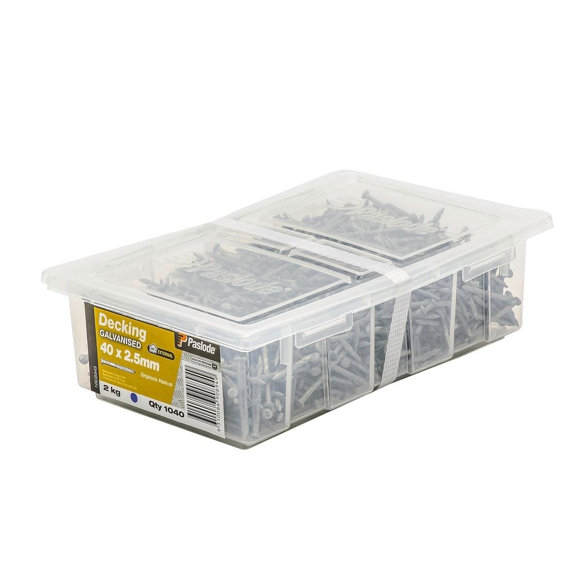 Paslode 40 x 2.5mm Griplock Galvanised Nails - 1040 Pack, 2kg, Decking