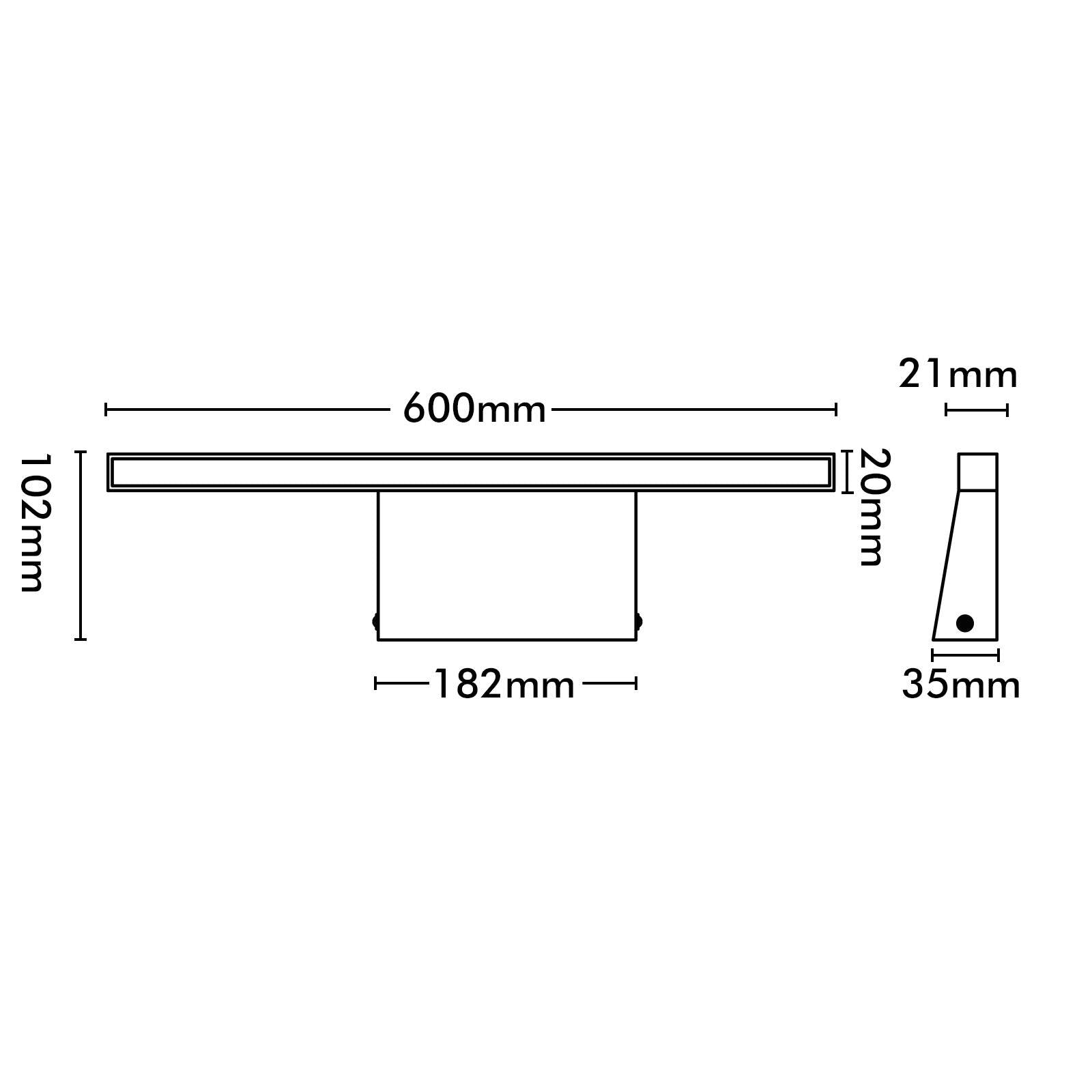Brilliant Kaji 60cm Black 350lm Contemporary LED Vanity and Wall Light Indoor 22537/06