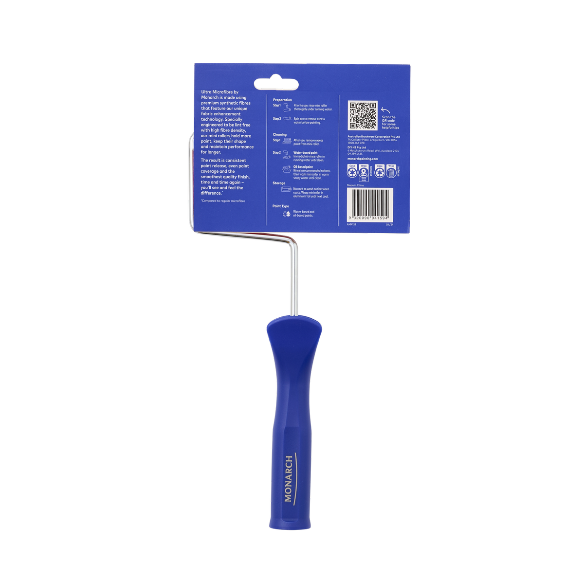 Monarch 160mm 4mm Nap Ultra Microfibre Doors Trims & Cupboards Mini Roller 2 Piece with Handle