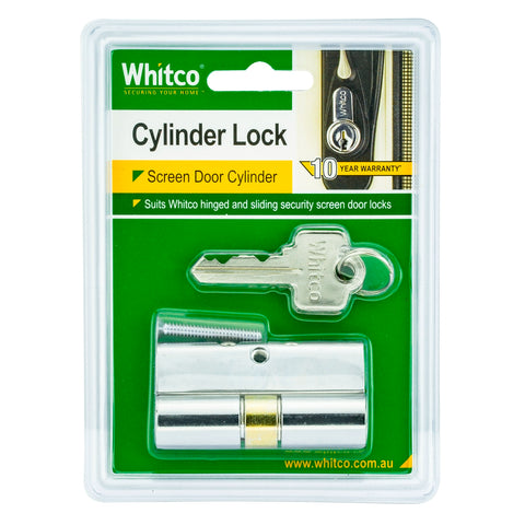 Whitco 5 Pin Cylinder Replacement Security Door Lock, Brass, Chrome Finish, 2 Keys